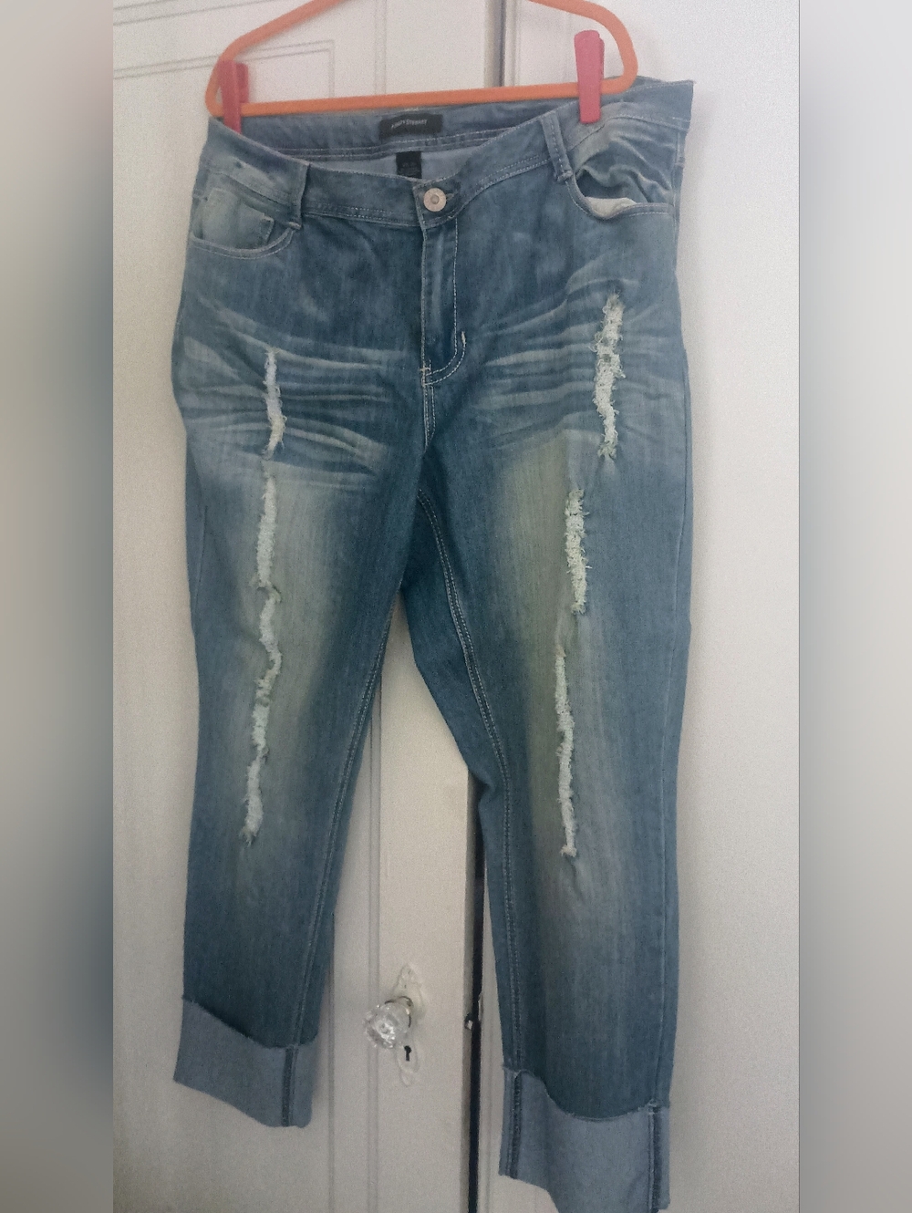 Ashley Stewart Light Blue Distressed Ankle Jeans